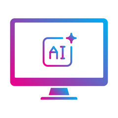 Computer artificial intelligence AI Flat Gradient icon