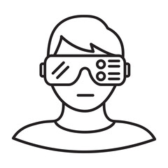 Augmented reality glasses line icon