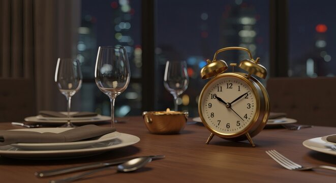 Antique gold weker showing the minute hand ticking past midnight on New Year's Eve