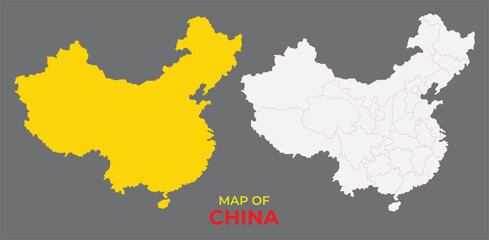 Dual Style China Map – Yellow Silhouette and Province Outline