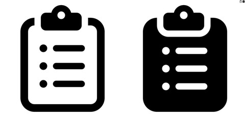 Vector clipboard with list icon in outline and solid styles for UI and web design, 48px, 10% margin