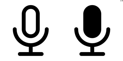 Vector microphone icon in outline and solid styles for UI and web design, 48px, 10% margin
