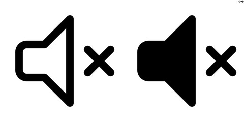 Vector speaker with cross icon in outline and solid styles for UI and web design, 48px, 10% margin