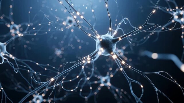 Neural network synapse and connection illustrating brain science and neuroscience