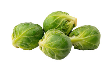 Fresh Brussels sprouts on a white isolated background for culinary presentations.