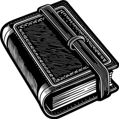 Illustration of a closed book with a leather strap