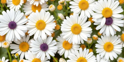 Fototapeta premium Delicate daisy and chamomile petal seamless pattern, ideal for fabric and paper , wallpaper, texture