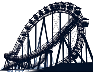 Roller Coaster Silhouette Vector, Rollercoaster Black flat icon  