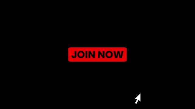Join Now button animation with Mouse Click transparent background video.