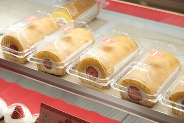 street snacks in Asakusa, Tokyo, Japan - bakery with fresh strawberry 