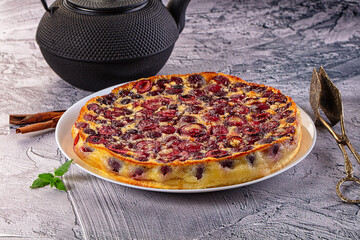 Crusty pie with fresh cherry