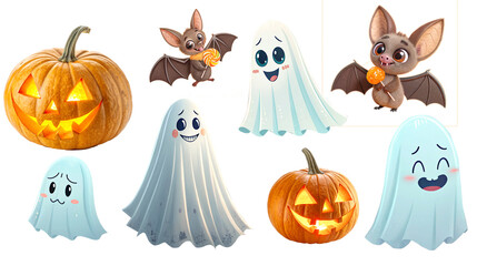 pumpkin spooky cute bat  in halloween theme on a transparent background.png