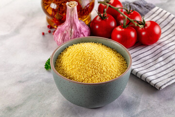 Vegan cuisine - raw dry couscous