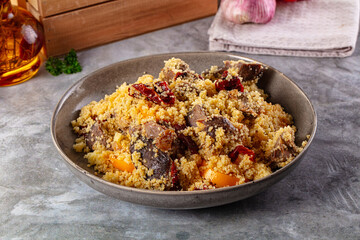 Traditional couscous with lamb and vegetables