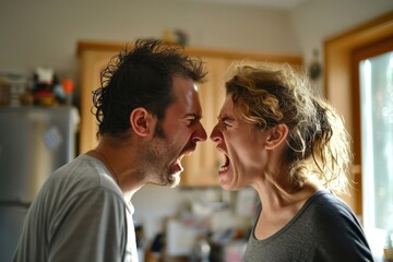 Fototapeta premium Husband and wife having arguments adult human affectionate.
