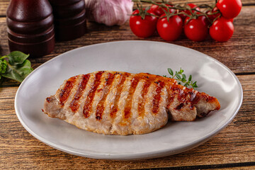 Juicy grilled pork fillet steak