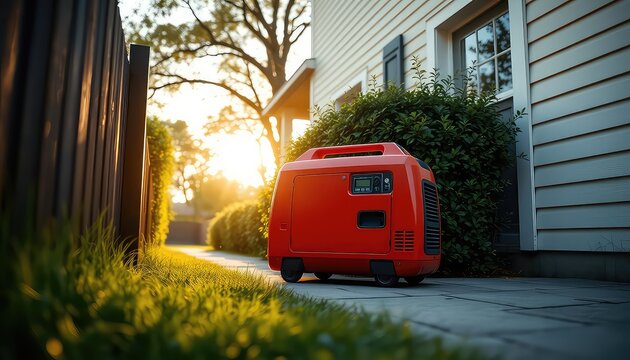 Portable power unit providing emergency energy for residences situated in a sunlit neighborhood needing electricity backup