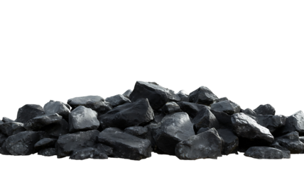 Black rocks stones pile bottom ground cutout transparent backgrounds 3d render png