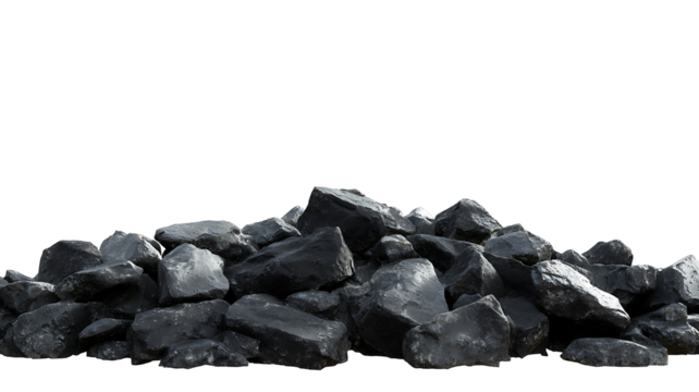 Black rocks stones pile bottom ground cutout transparent backgrounds 3d render png
