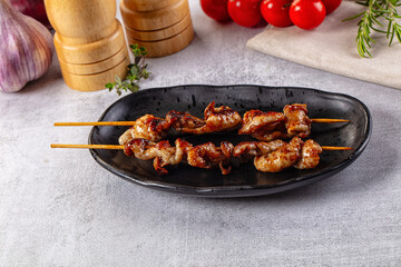 Yakitori - grilled chicken skin skewer