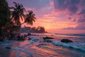 Tropical sunset beach scene