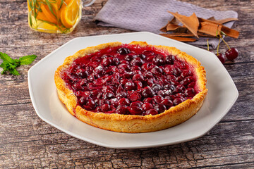 Tasty homemade pie with cherry