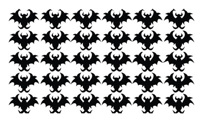 Obraz premium Repeating pattern of thirty black bat silhouettes in five rows bats halloween