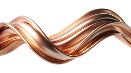 Elegant copper spiral shape isolated on transparent background for modern abstract design and decorative elements
