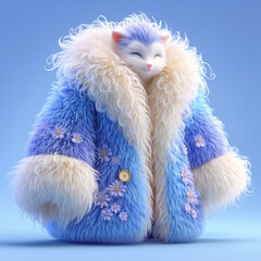 blue cat on white background