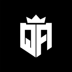 QA Vector image of a shield with a sharp geometric style and a pointed crown
