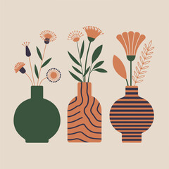 Vase with colorful flowers illustration