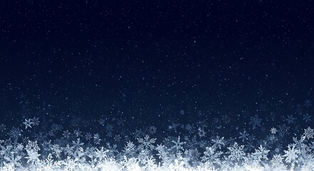 A winter-themed background with a deep blue gradient, snow and snowflackes,Blue winter background with . a scattering of white snowflakes top, digital art and small sparkles at the ,