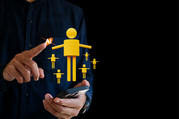 A human interacts with a futuristic AI-powered digital interface in 2026, showcasing advanced smart technology, touchscreen controls, and seamless human-AI communication
