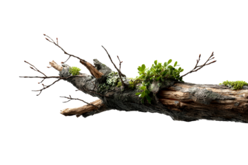 Unique tree branch with moss and greenery details