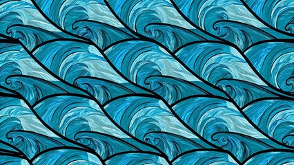 Seamless pattern with abstract blue waves. Vector illustration for your design