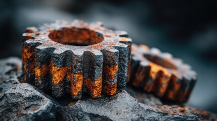 Rusty Cogwheels on Rough Surface