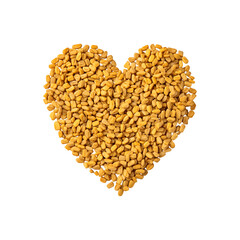 Heart-shaped arrangement of fenugreek seeds
