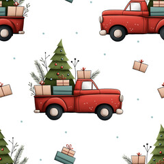 christmas card with a car