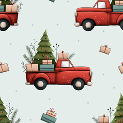 christmas card with a car