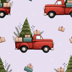 christmas card with a car