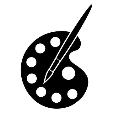 Icono de una paleta de artista con un pincel