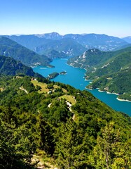 Mountainous landscape overlooking a serene lake