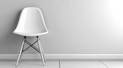 White chair against a light gray wall