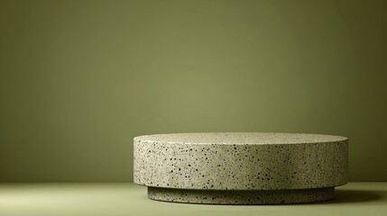Empty terrazzo podium on green background displaying products