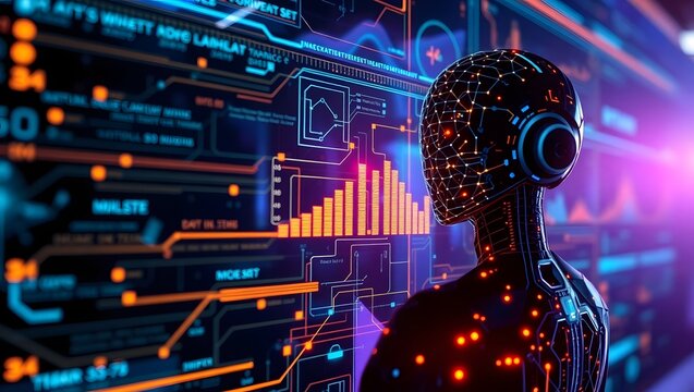 AI Robot Analyzing Digital Data