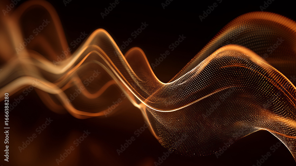 Aufkleber abstract gradient particle waves seamlessly flowing with soft purple light and bokeh. orange and blu