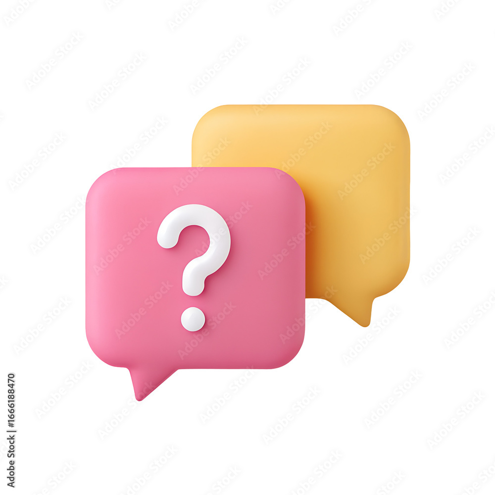 Poster Two speech bubbles with a question mark isolated on transparent background