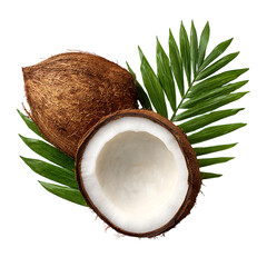 coconut with green leaf png