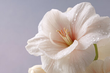 hyperrealistic ultraminimalist closeup of flower adorned with morning dew creating stunning impression