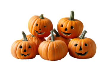 Creative jack o lanterns arranged for celebration